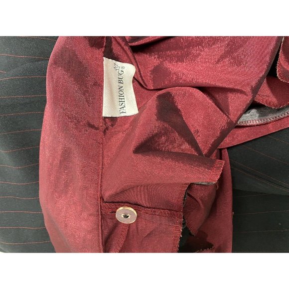 VTG Fashion Bug Black Red Striped Blazer Jacket With Red Dickie Collar 16W - Picture 8 of 12